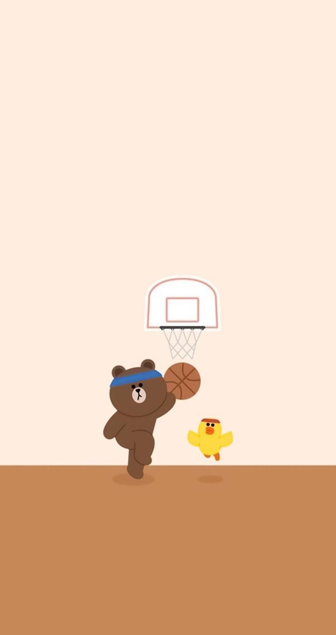 Ảnh nền gấu Brown chơi bóng rổ